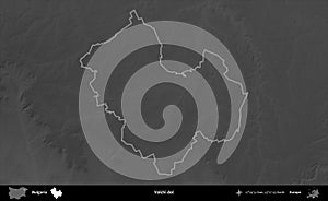 Valchi dol outlined, Bulgaria. Grayscale