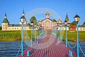 Pier of the Valdai Monastery at sunset