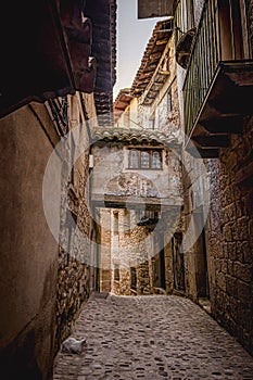 Valderrobres medieval village. Street in the old town. In Matarrana region