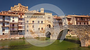 Valderrobres village of the 12th century, with its medival bridge, Matarrana district, Teruel province, Spain photo