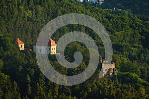 Valdstejn Castle in the Bohemian Paradise, aerial shot