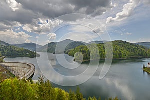 Landscape of the Valea Draganului - Floroiu lake and dam. photo