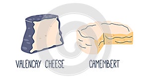 Valencay, An Ash-coated, Goat Milk, Pyramid-shaped Cheese With A Complex, Tangy Flavor. Camembert, From Cow Milk