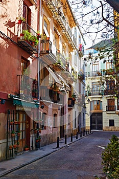 Valencia barrio del Carmen street facades Spain photo