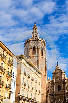 Valencia cathedral and Miguelete in plaza de la Reina photo