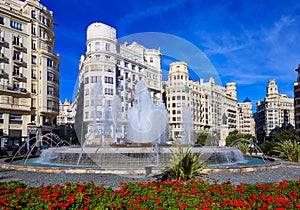 Valencia city Ayuntamiento square Plaza fountain photo