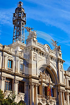 Valencia city Correos building Ayuntamiento square photo