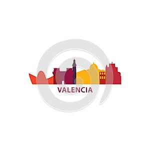 Valencia city skyline silhouette vector logo illustration