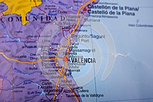 Valencia highlighted on a map of Spain