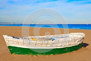 Valencia La Malvarrosa beach boats stranded photo