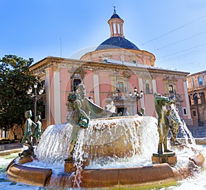 Valencia Neptuno fountain in Plaza de la virgen photo