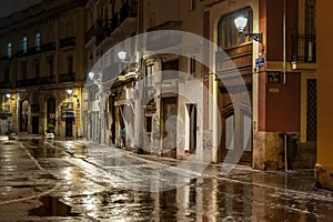 Valencia night scene in the street, Spain