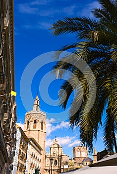 Valencia Plaza de la Reina square with Cathedral