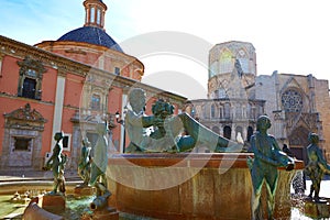 Valencia Plaza de la Virgen sq and Neptune statue photo