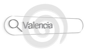 Valencia Search Bar Close Up Single Line Typing Text Box Layout Web Database Browser Engine Concept.