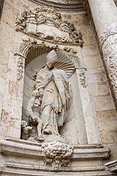 Valencia, Spain. Famous Cathedral statue of Saint Thomas of Vilanova photo