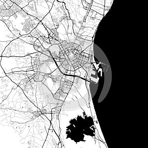 Valencia Spain City Monochrome Black and White Minimalist Street Road Aesthetic Decoration Map
