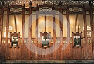 Valencia, Spain - December 23, 2018: Ticket booth at the North Station, the city`s main train station