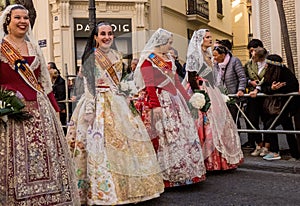 Valencia, Spain, Fallas Parade with Falleras