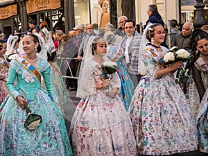 Valencia, Spain, Fallas Parade with Falleras