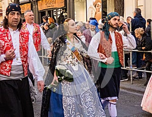 Valencia, Spain, Fallas Parade with Falleras