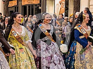 Valencia, Spain, Fallas Parade with Falleras