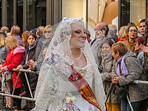 Valencia, Spain, Fallas Parade with Falleras