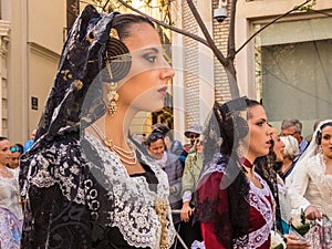 Valencia, Spain, Fallas Parade with Falleras