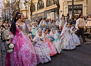 Valencia, Spain, Fallas Parade with Falleras