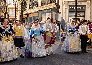 Valencia, Spain, Fallas Parade with Falleras