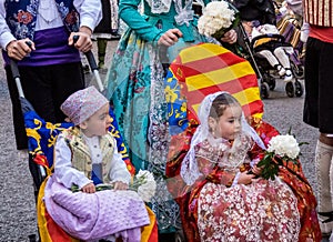 Valencia, Spain, Fallas Parade with Falleras