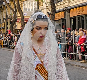 Valencia, Spain, Fallas Parade with Falleras