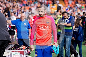 Aleix Vidal at the La Liga match between Valencia CF and FC Barcelona at Mestalla