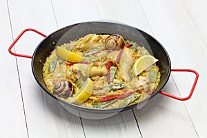 Valencian paella, spanish cuisine