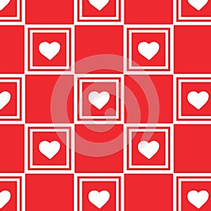 Valentin`s red heart pattern. Seamless background