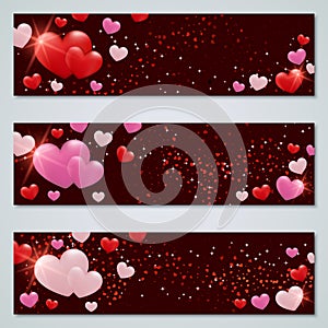 Valentine`s Day luxury vector banners collection