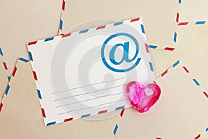 Valentine background from airmail e-mail paper