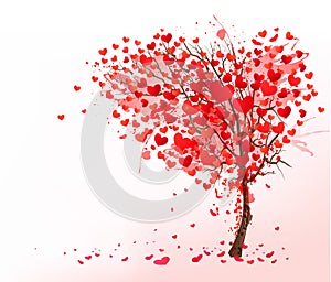 Valentine background with heart shaped tree.