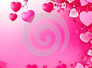 Valentine background with hearts and flowers, banner wallpaper and lovely background