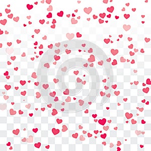 Valentine background with hearts on transparent