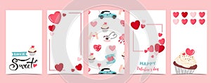Valentine background for social media with heart,cake and car