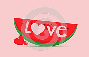 Valentine backgrounds watermelon slice with heart shape