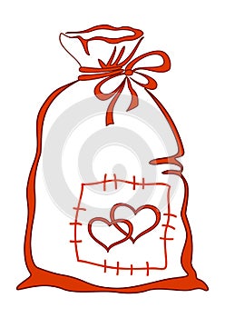 Valentine bag with hearts