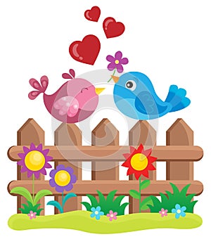 Valentine birds on fence theme 1