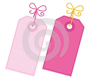 Valentine blank pink tags set isolated on white