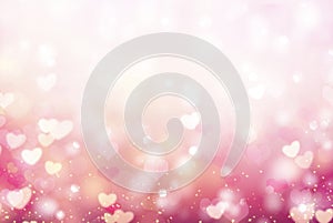 Valentine bokeh,blurred hearts backdrop.Abstract romantic background