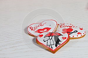 Valentine cake in heart shape for Valentine`s day celebration