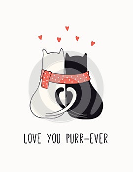 Valentine card with cute cat