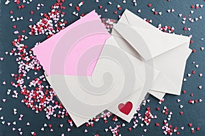 Valentine Card with heart sprinkles