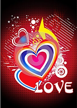 Valentine card illustration on abstract background